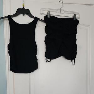 Black Sleeveless Top and Skirt Set